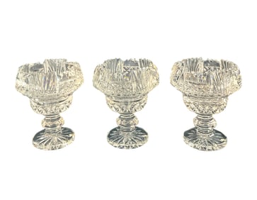 3 Waterford Crystal Compotes Miniature Scalloped