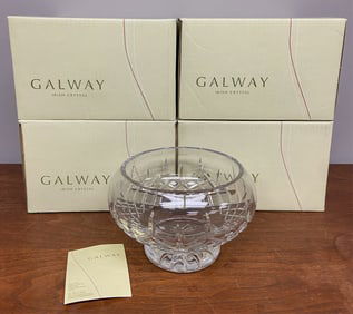 4 Galway Crystal Longford 8" Footed Bowls