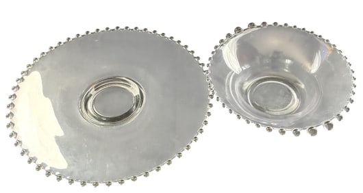 Candlewick Glass Cake Plate & Bowl