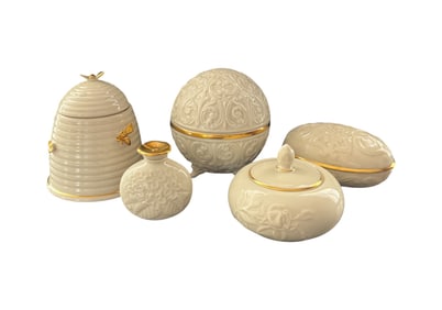 5 Lenox Covered Jars Incl. Beehive Honey Pot