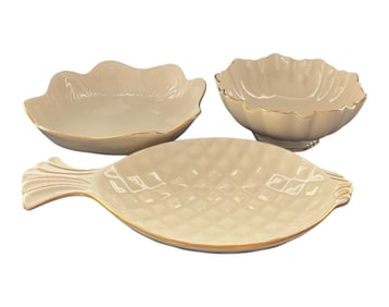 3 Raised Lenox Dishes with Gold Trim