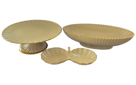 3 Lenox Serving Pieces Plaza Cake Stand Fluted