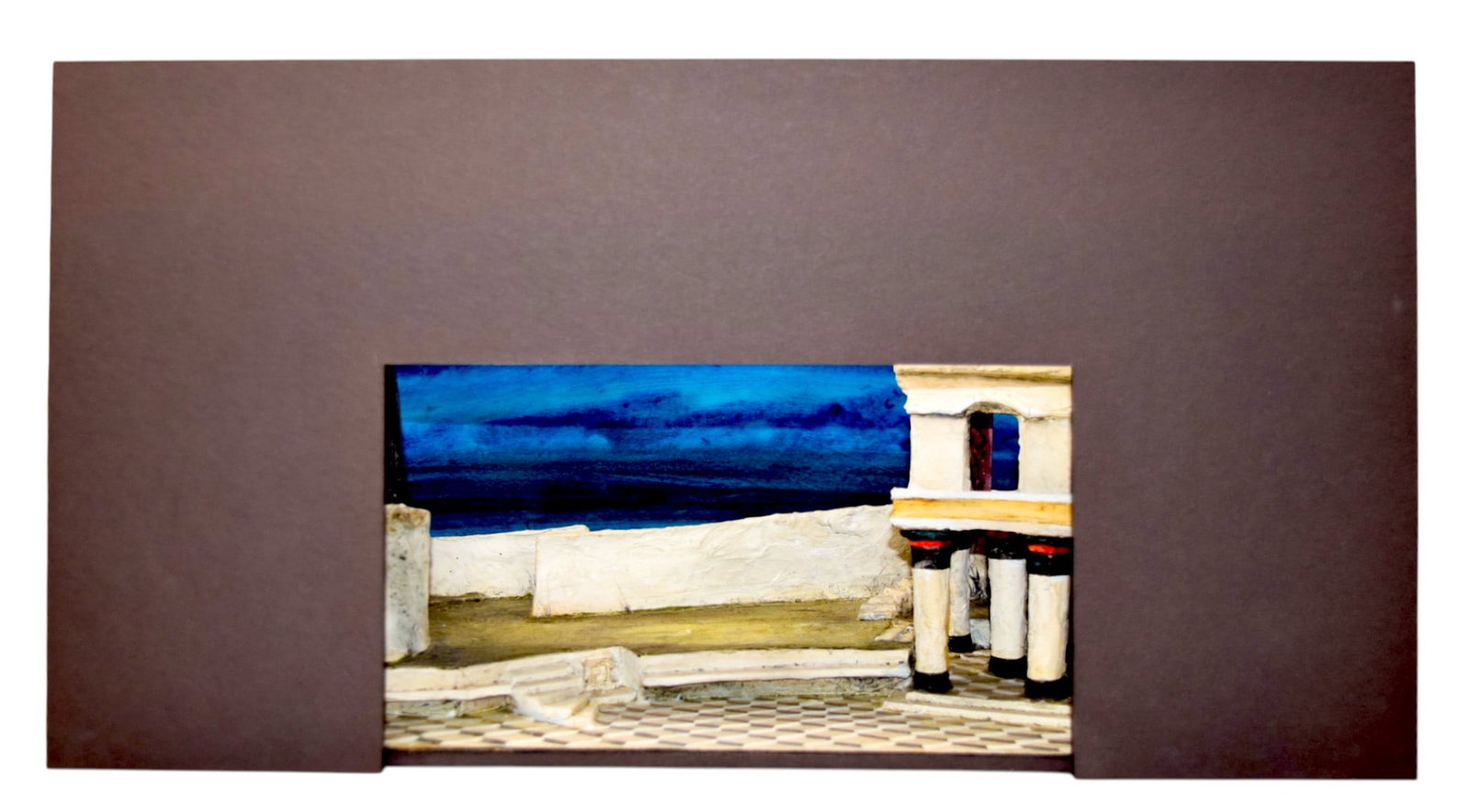 Otello Set Model: Tony Walton (British, 1934-2022). Otello (opera). Set model, mixed media with cardboard, wood, gouache, and other materials. 20"L x 12"D x 10 5/8"H. All as is and in production used condition. Created