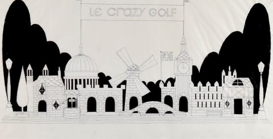 The Boy Friend Film Set Design Drawing Crazy Golf