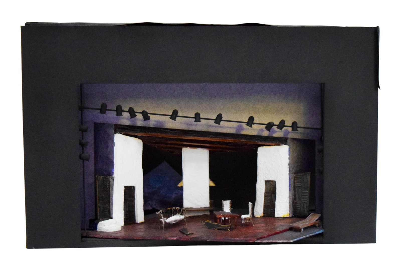 Death and the Maiden Set Model: Tony Walton (British, 1934-2022). Death and the Maiden. Set model. Mixed media with acrylic, wood, plaster and other materials. 14"L x 8 3/4"D x 9 1/4"H. As is and in production used condition, with l