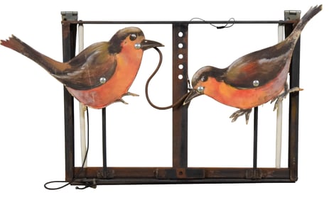 Wood & Metal Bird Set Design Element