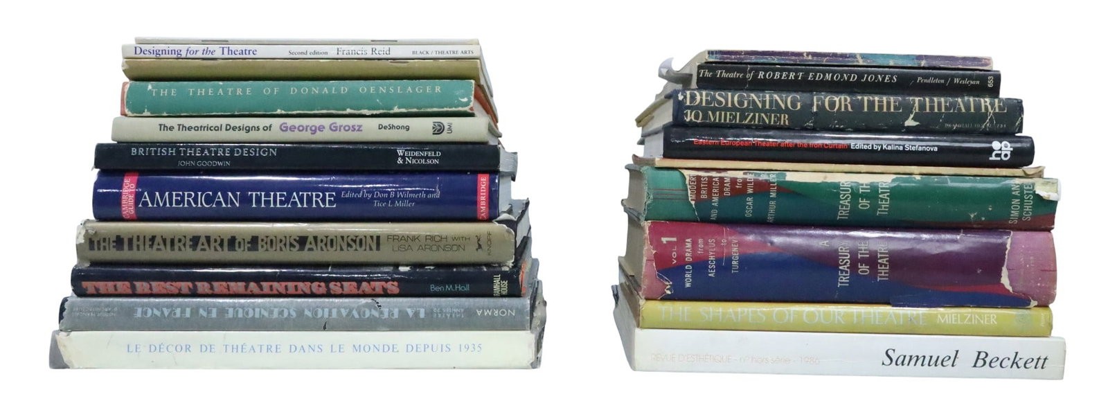 20 Books on Theatre Design: Group of 20 books on theatre design, including Le decor de theatre dans le monde depuis, The Theatre Art of Boris Aronson, The Best Remaining Seats, Jo Mielziner Designing for the Theatre, The Shapes 