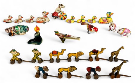 10 Vintage Tin Litho Toys