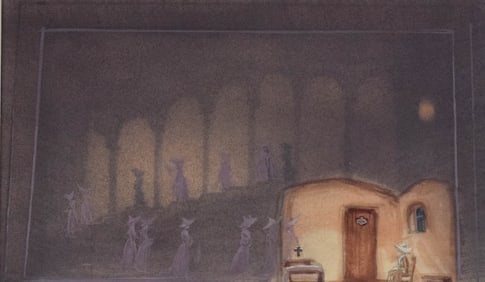 Jo Mielziner Little Moon Set Design Artwork