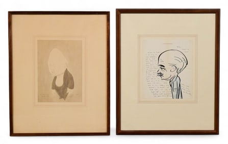 Max Beerbohm 2 Works Pen & Ink, Letter