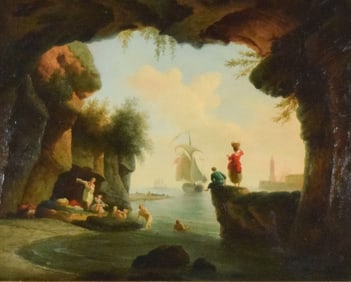 After Claude-Joseph Vernet Oil on Panel Bathers