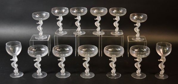 13 Pieces Bayel Crystal Sea Horse Stemware