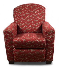 La-Z-Boy Recliner Red Fabric Bird Motif