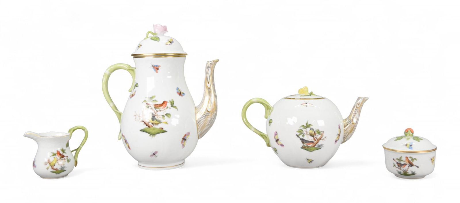 4 Pieces Herend Rothschild Bird Coffee & Teapot (1 of 20)