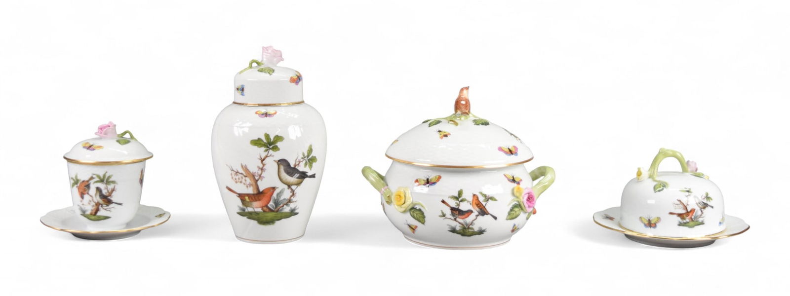4 Pieces Herend Rothschild Bird Butter, Bean Pot (1 of 20)