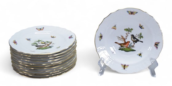 12 Herend Rothschild Bird Salad Plates