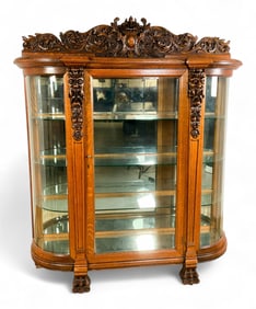 Carved RJ Horner Style China Cabinet