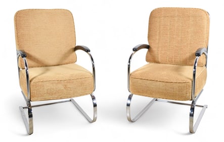 Pair Of K.E.M. Weber Style Spring Chairs