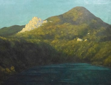 C.M. Rebel Oil on Canvas Lake Landscape