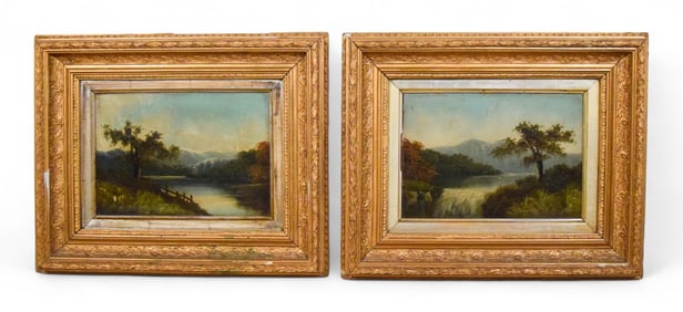 Pair Oil on Canvas Landscapes Attributed to J Shaw