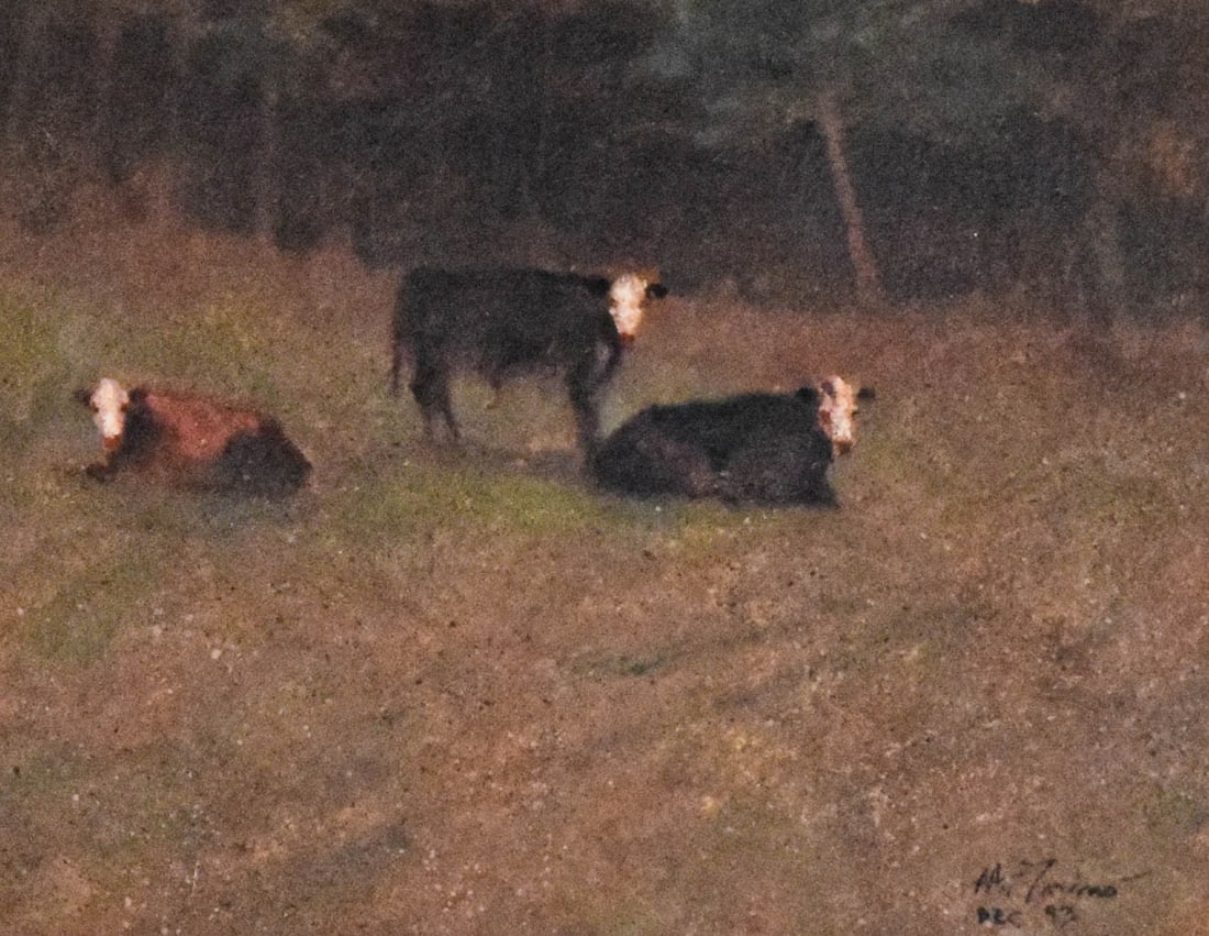 Anthony Michael Autorino Oil on Wood Panel Cows (1 of 6)
