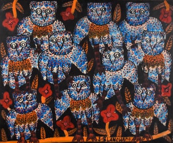 Sisson Blanchard Oil on Masonite Owls