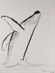 Robert Wyland Ink Painting Humpback Whale