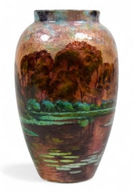 Faure Marty Limoges Enamel on Copper Vase