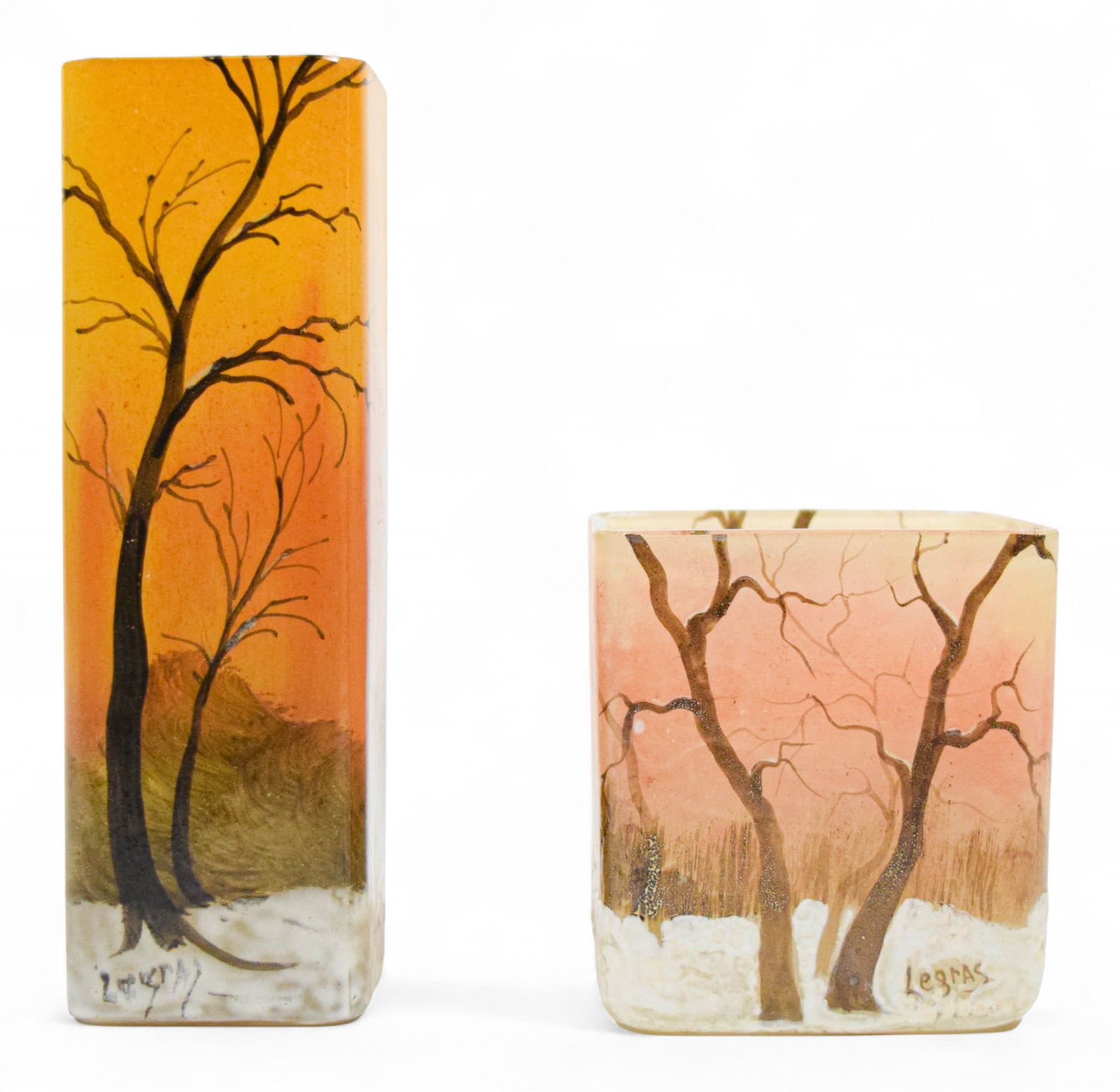 2 Legras Enameled Vases Winter Landscapes (1 of 16)