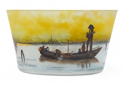 Daum Nancy Enameled Vase / Bowl Venetian Scene