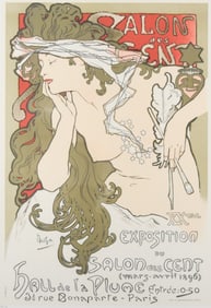 After Alphonse Mucha Lithograph Salon Des Cents
