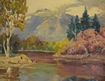 Signed LT Oil on Canvas Panel Landscape