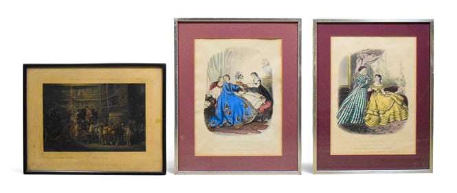 3 Engravings Fashion Prints, Fores's Recollections