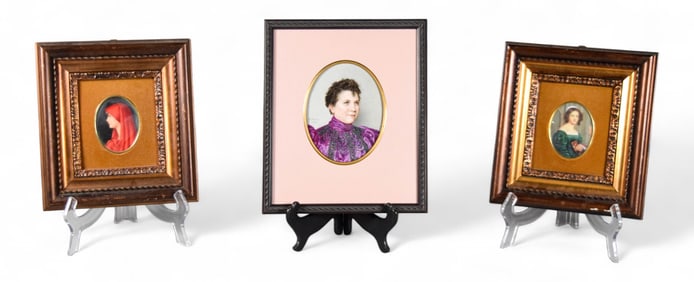3 Porcelain Portrait Plaques