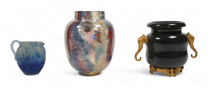3 Decorative Items Glass, Marble