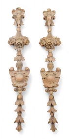 Pair Of Neoclassical Carved Wood Wall Appliques