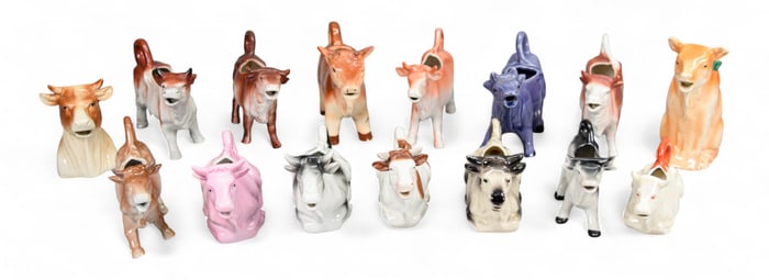 15 Porcelain Cow Creamers English, German, Japan