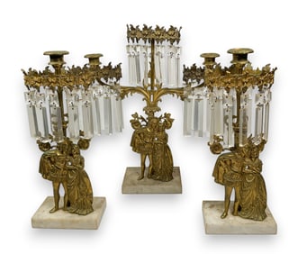 Neoclassical Garniture Set With Lusters