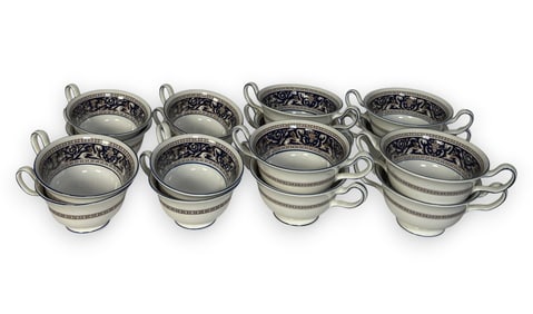 16 Pcs Wedgwood Florentine Tea Cups & Soup Bowls