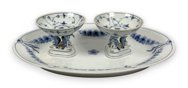 B&G Denmark Serving Platter & Pair of Tazzas