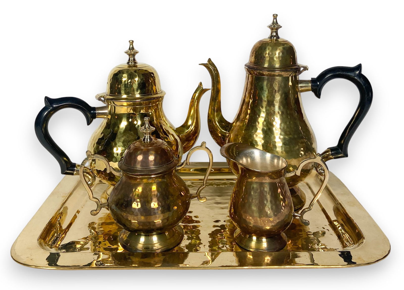 Hammered Brass Coffee Set & Tray (1 of 6)