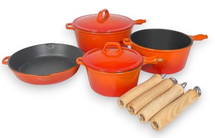 New Enameled Cast Iron Flame Orange Cookware Set