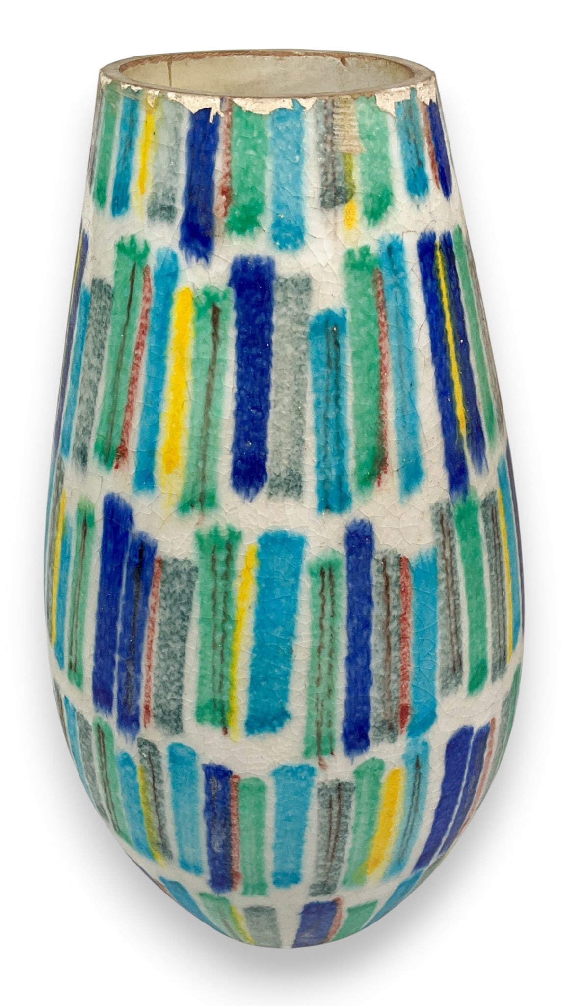 Alvino Bagni For Raymor Pottery Vase: Alvino Bagni for Raymor pottery vase. Marked and signed R136 Raymor on underside. 10 1/2" H. Some chips and cracking around rim.