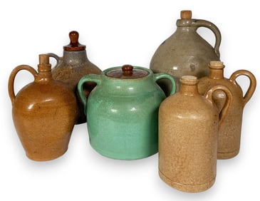 6 Glazed Stoneware Crocks & Jugs
