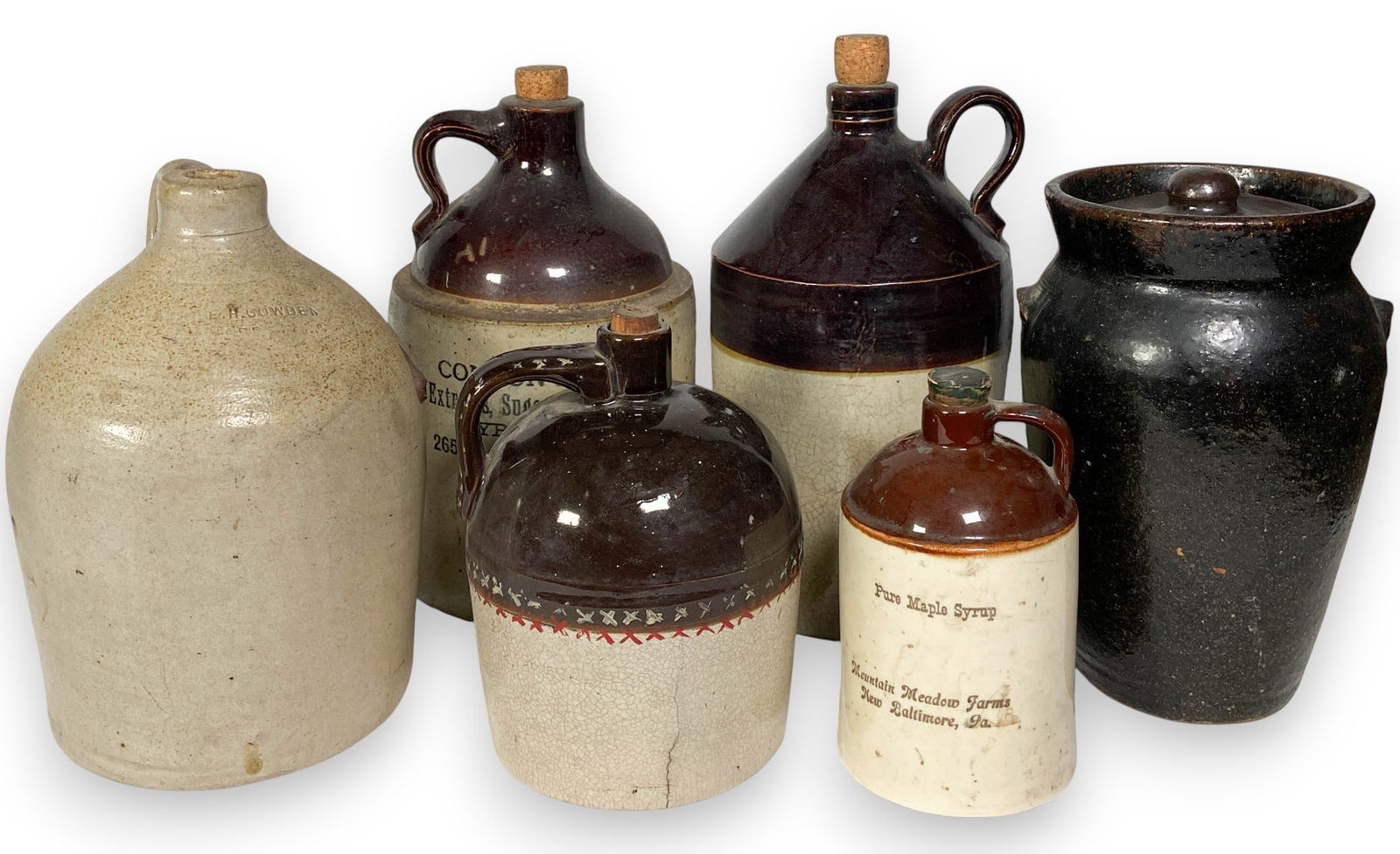 7 Glazed Stoneware Crocks & Jugs NY & PA (1 of 4)