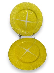Pair of Portuguese Majolica Cabbage Chargers