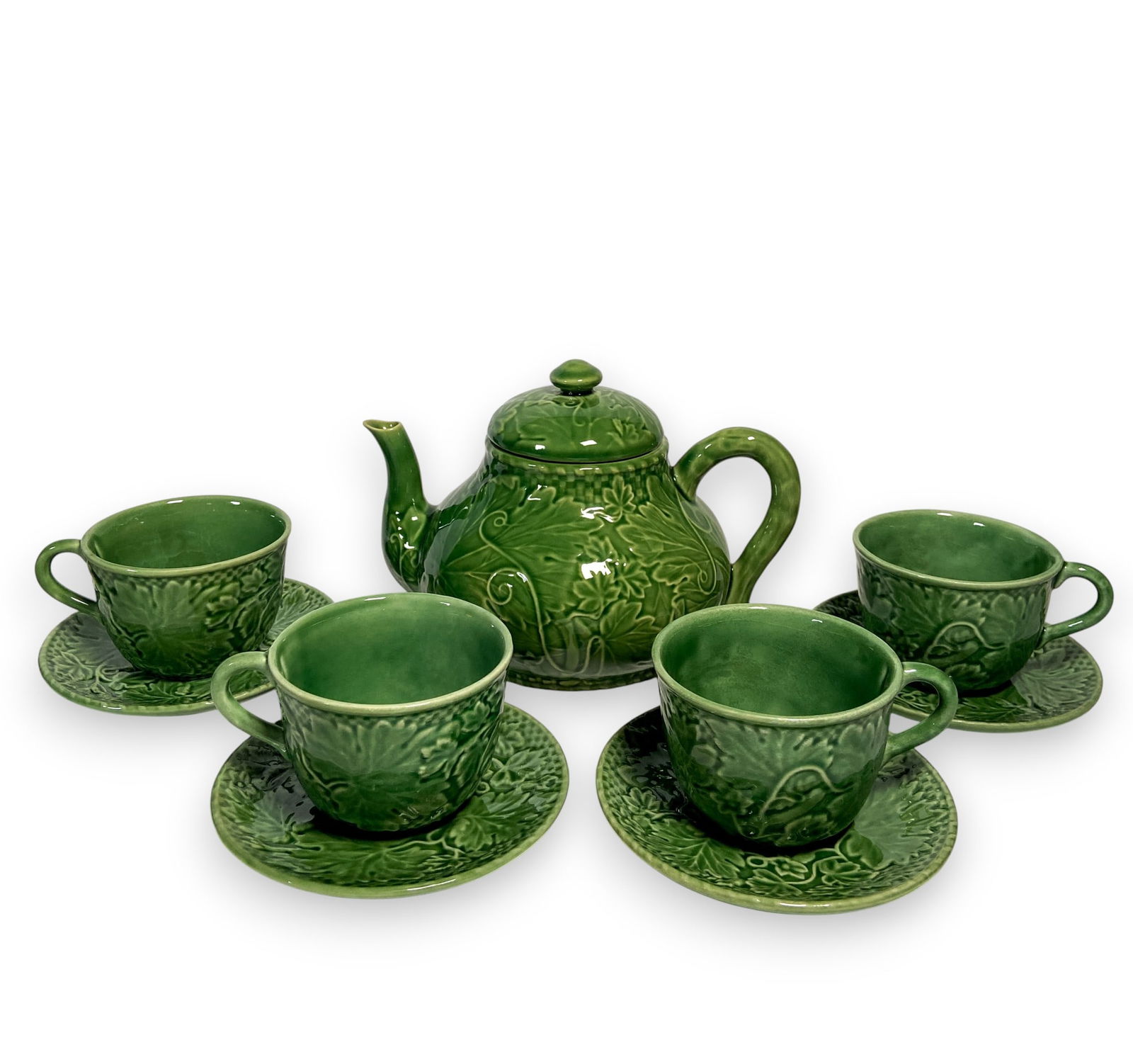 Bordallo Pinheiro Majolica Tea Set, Cups & Saucers (1 of 6)