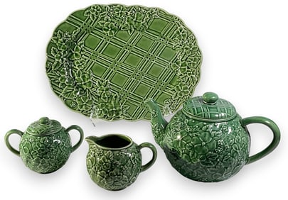 Bordallo Pinheiro Floral Tea Set & Platter