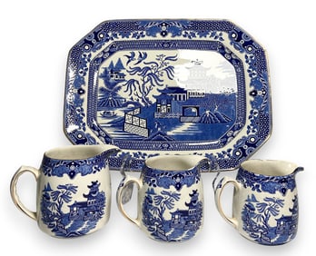 4 Burleigh Ware Blue Willow Serving Pieces