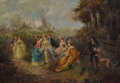L. Dories Oil on Canvas Garden Scene